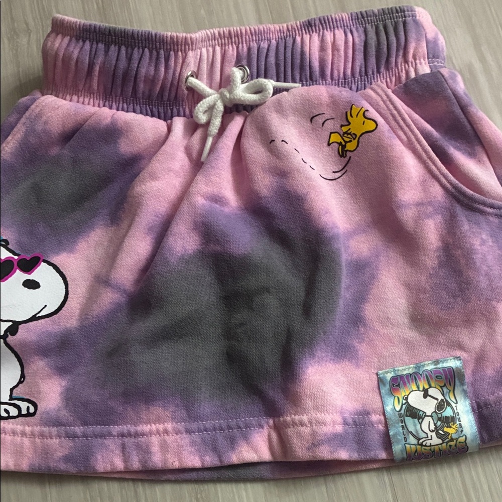 Peanuts Kids Skirt with Snoopy Tie-Dye - Pink and Purple